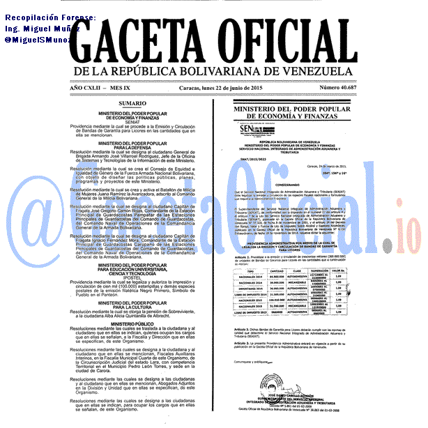 Gaceta Oficial 40687 del 22 junio 2015