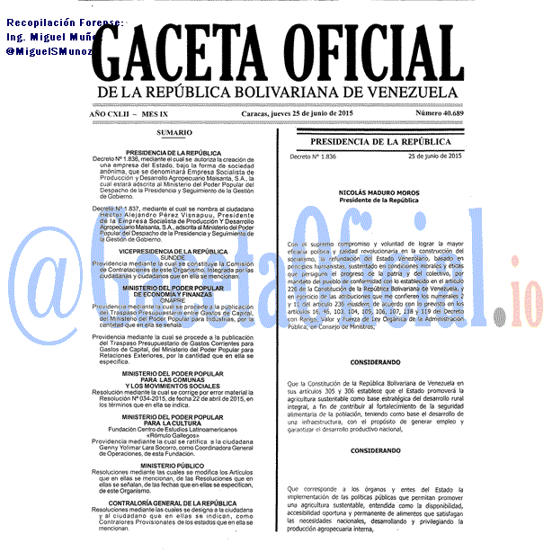 Gaceta Oficial 40689 del 25 junio 2015