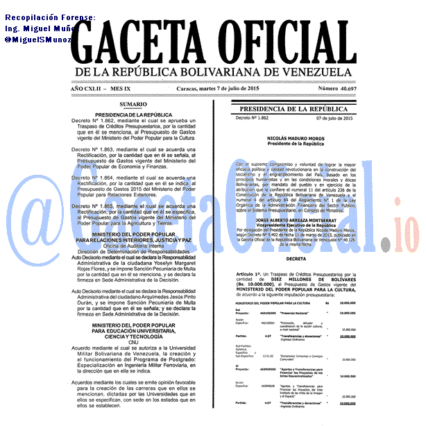 Gaceta Oficial 40697 del 7 julio 2015