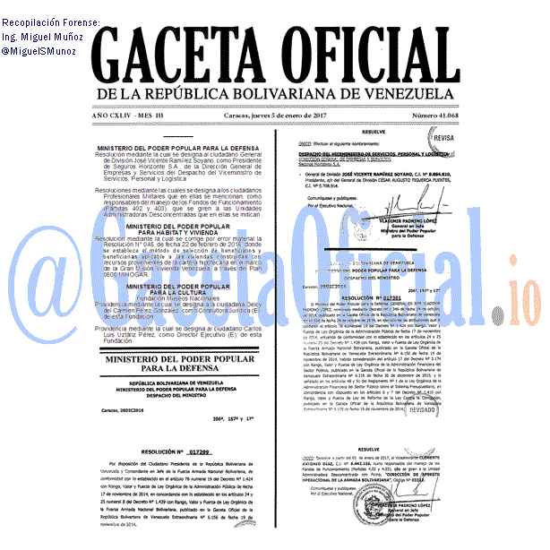 Gaceta Oficial 41068 del 5 enero 2017 Gaceta Oficial 41068 del 5 enero 2017