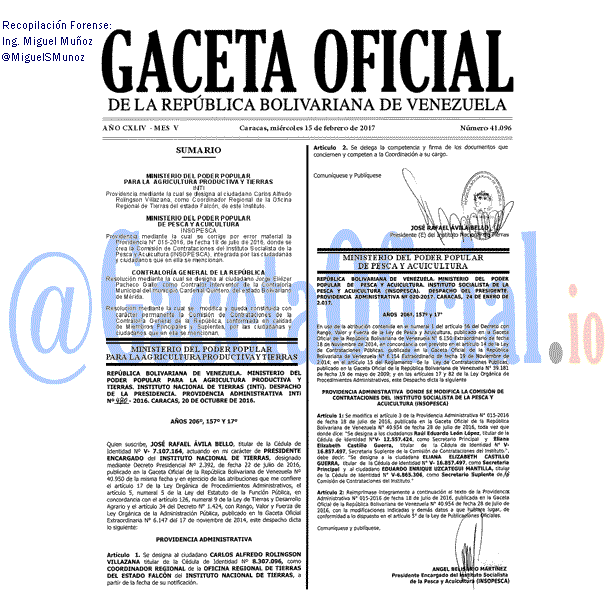 Gaceta Oficial 41096 del 15 febrero 2017