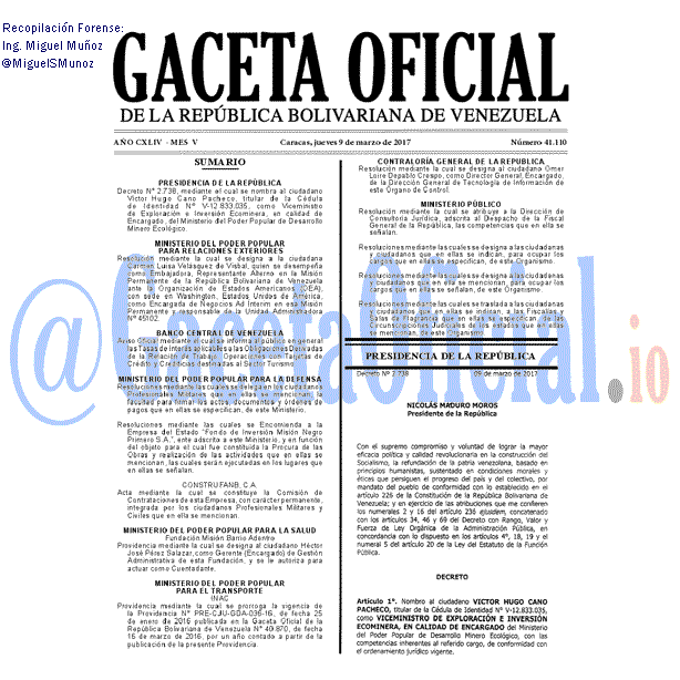 Gaceta Oficial 41110 del 9 marzo 2017 Gaceta Oficial 41110 del 9 marzo 2017