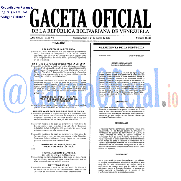 Gaceta Oficial 41121 del 24 marzo 2017