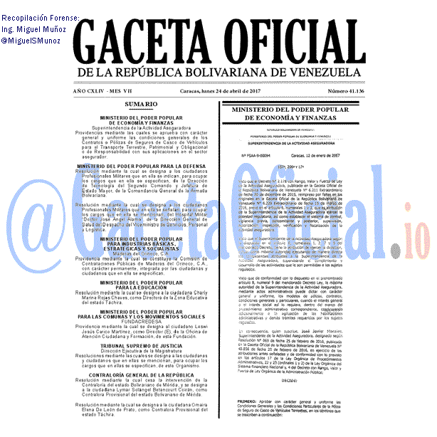 Gaceta Oficial 41136 del 24 abril 2017