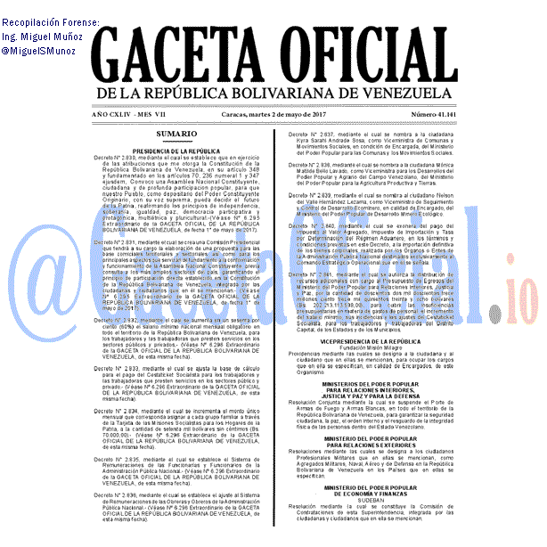 Gaceta Oficial 41141 del 2 mayo 2017