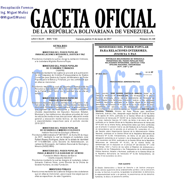 Gaceta Oficial 41148 del 11 mayo 2017