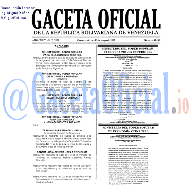 Gaceta Oficial 41149 del 12 mayo 2017