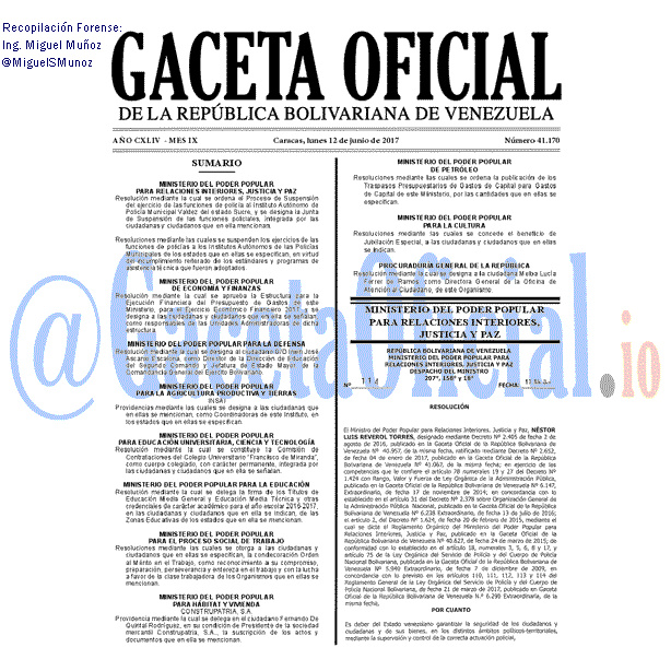 Gaceta Oficial 41170 del 12 junio 2017