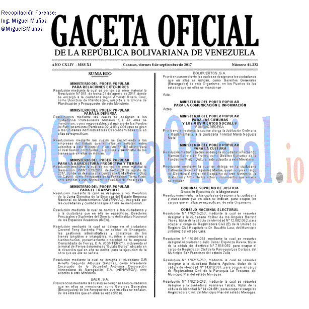 Gaceta Oficial 41232 del 8 septiembre 2017