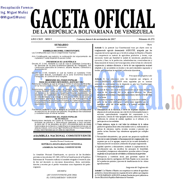 Gaceta Oficial 41272 del 6 noviembre 2017