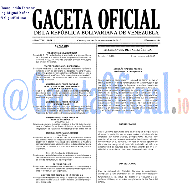 Gaceta Oficial 41286 del 24 noviembre 2017 Gaceta Oficial 41286 del 24 noviembre 2017