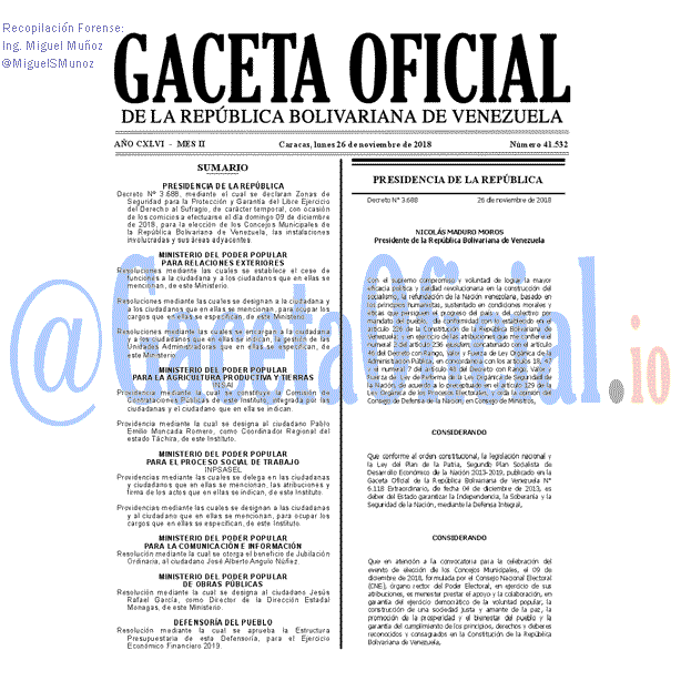Gaceta Oficial 41532 del 26 Noviembre 2018 Gaceta Oficial 41532 del 26 Noviembre 2018