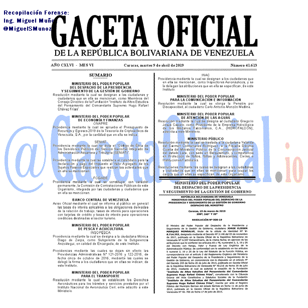 Gaceta Oficial 41613 del 9 Abril 2019