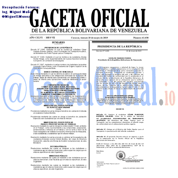 Gaceta Oficial 41630 del 10 Mayo 2019 Gaceta Oficial 41630 del 10 Mayo 2019