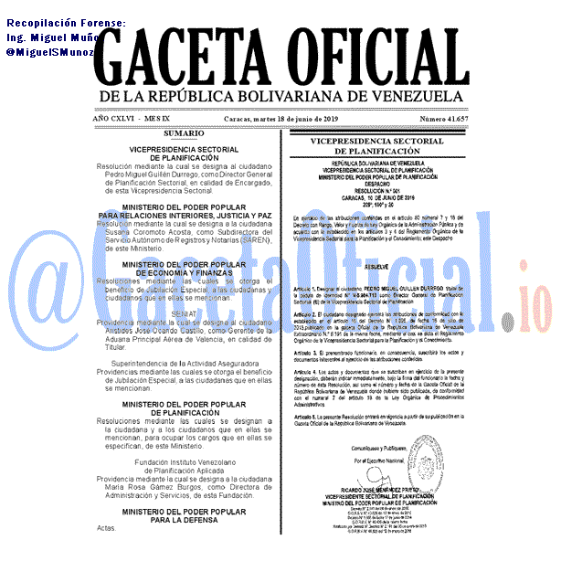 Gaceta Oficial 41657 del 18 Junio 2019 Gaceta Oficial 41657 del 18 Junio 2019