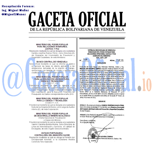 Gaceta Oficial 41716 del 13 septiembre 2019 Gaceta Oficial 41716 del 13 septiembre 2019