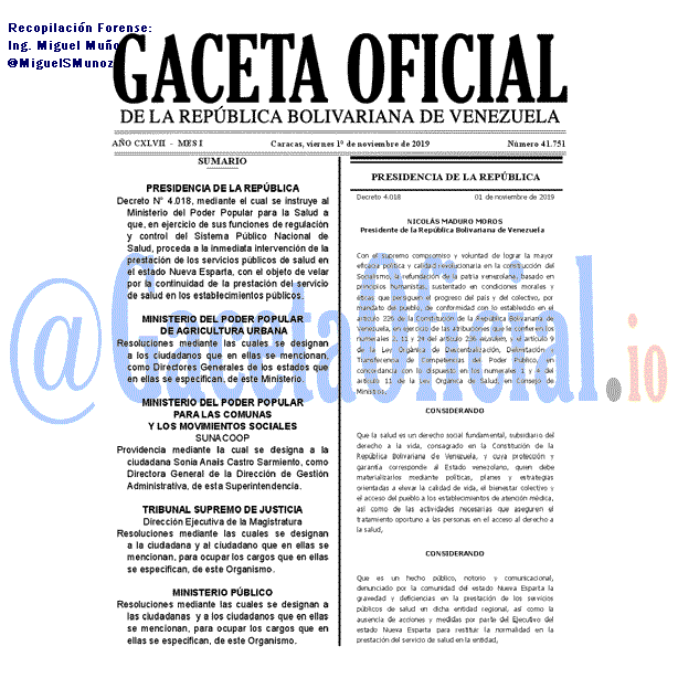 Gaceta Oficial 41751 del 1 noviembre 2019