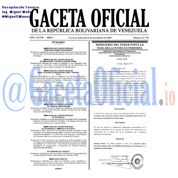 Gaceta Oficial 41754 del 6 Noviembre 2019 Gaceta Oficial 41754 del 6 noviembre 2019
