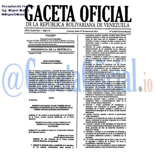 Gaceta Oficial 6020 del 21 Marzo 2011