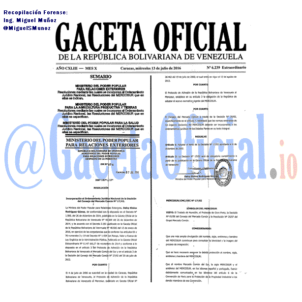 Gaceta Oficial 6239 del 13 julio 2016