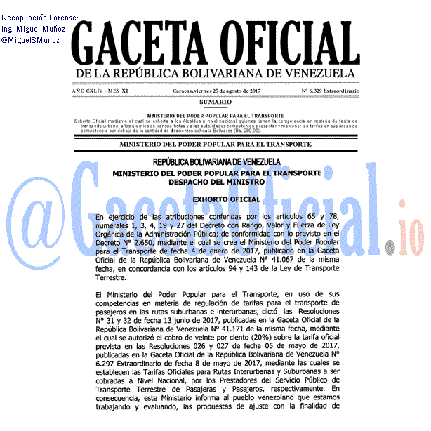 Gaceta Oficial 6329 del 25 agosto 2017