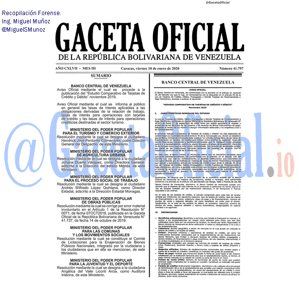 Gaceta Oficial 41797 del 10 Enero 2020