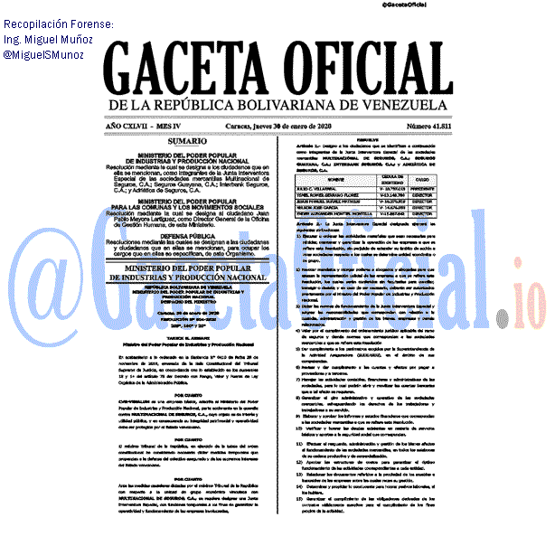 Gaceta Oficial 41811 del 30 Enero 2020