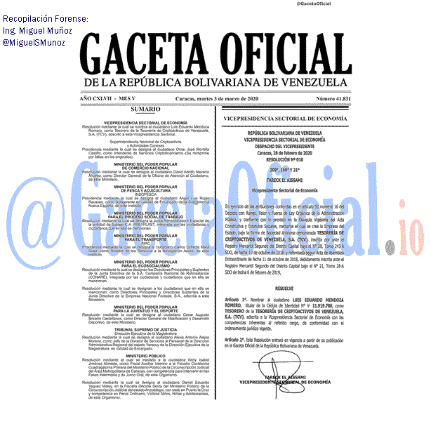 Gaceta Oficial 41831 del 3 marzo 2020
