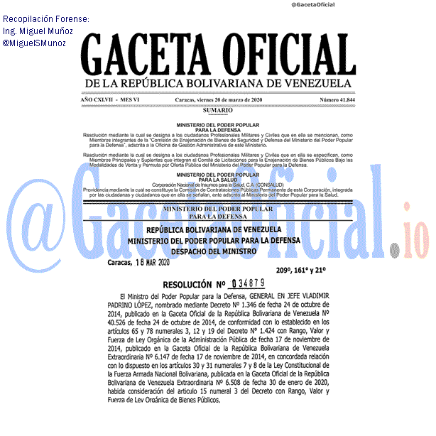 Gaceta Oficial 41844 del 20 abril 2020