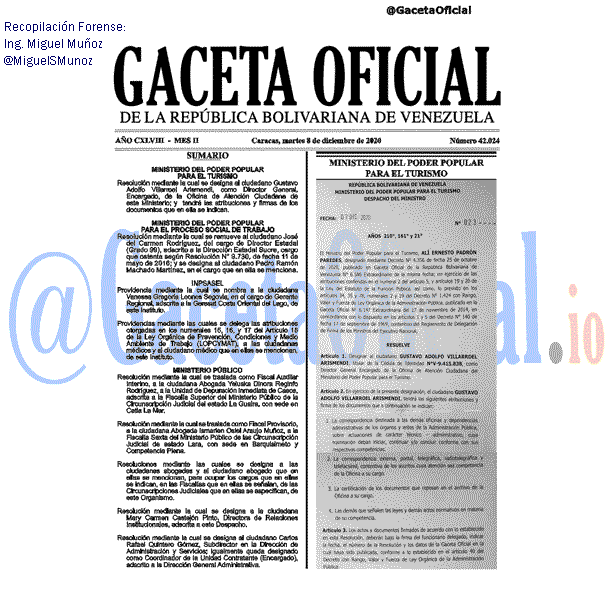 Gaceta Oficial 42024 del 8 diciembre 2020 Gaceta Oficial 42024 del 8 diciembre 2020
