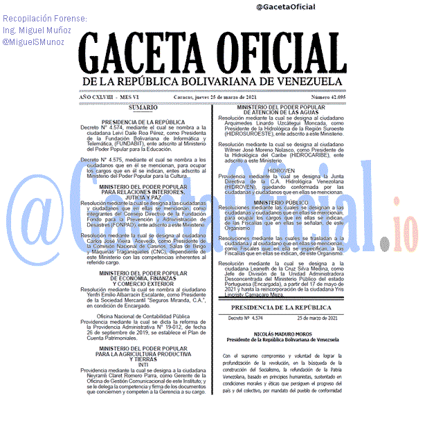 Gaceta Oficial 42095 del 25 marzo 2021