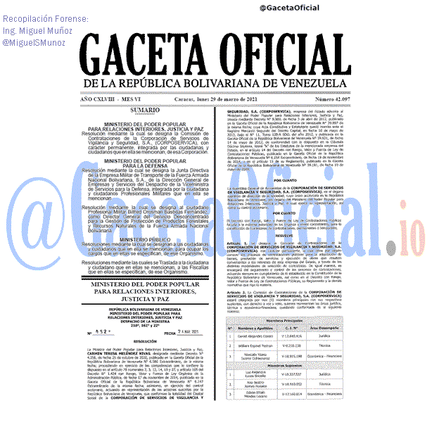 Gaceta Oficial 42097 del 29 marzo 2021