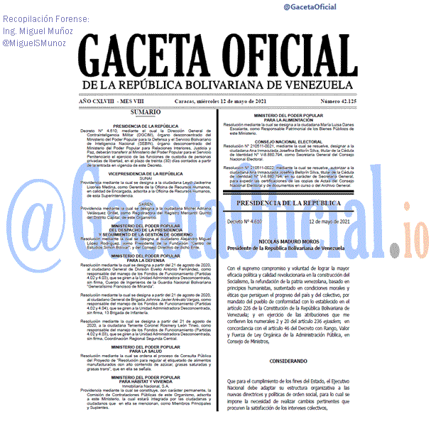 Gaceta Oficial 42125 del 12 mayo 2021 Gaceta Oficial 42125 del 12 mayo 2021