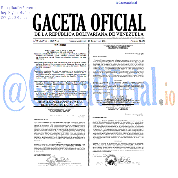 Gaceta Oficial 42130 del 19 mayo 2021
