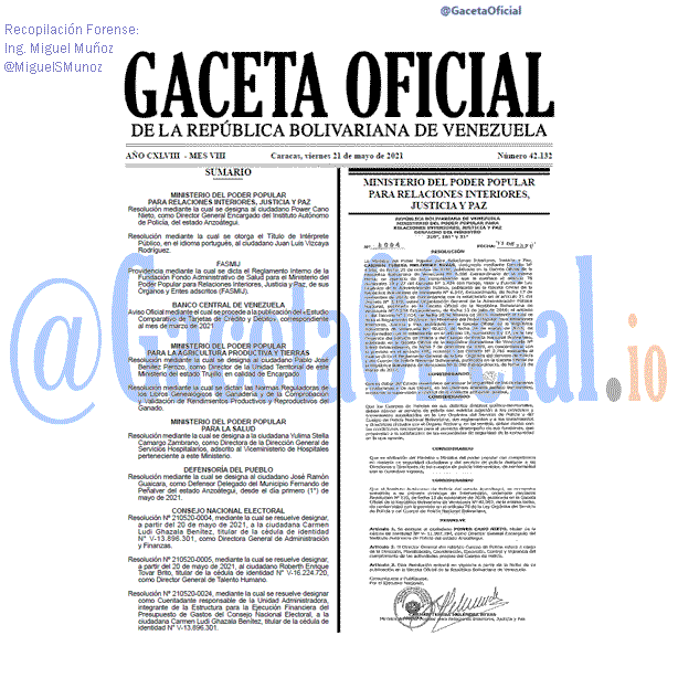 Gaceta Oficial 42132 del 21 mayo 2021