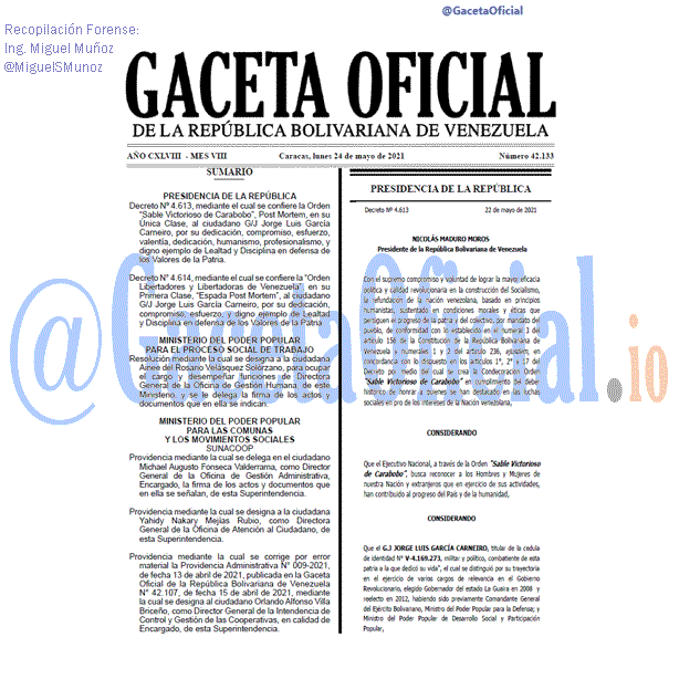 Gaceta Oficial 42133 del 24 mayo 2021 Gaceta Oficial 42133 del 24 mayo 2021