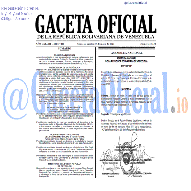 Gaceta Oficial 42134 del 25 mayo 2021 Gaceta Oficial 42134 del 25 mayo 2021