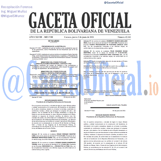 Gaceta Oficial 42141 del 3 junio 2021