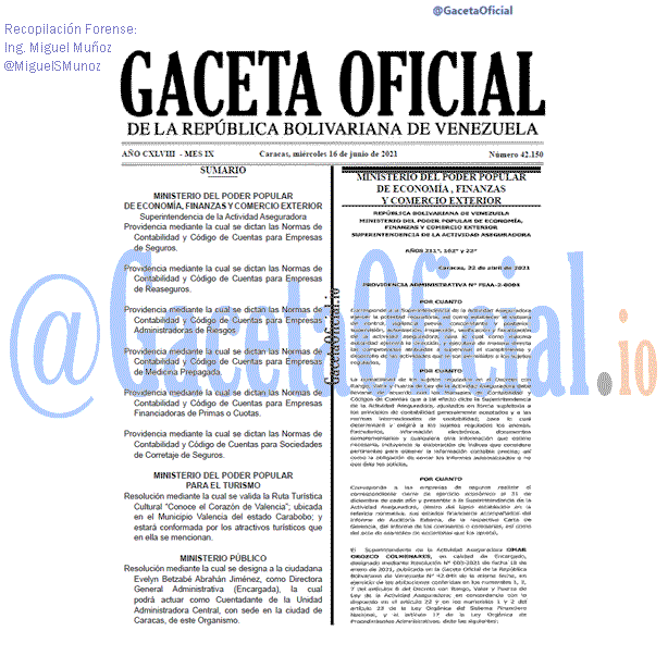 Gaceta Oficial 42150 del 16 junio 2021