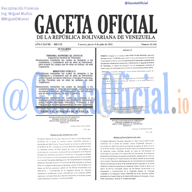 Gaceta Oficial 42164 del 08 julio 2021