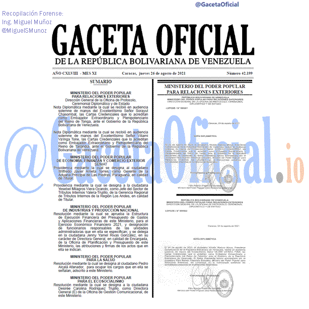 Gaceta Oficial 42199 del 26 agosto 2021