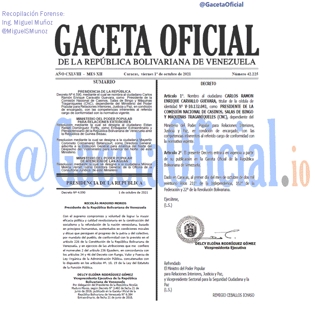 Gaceta Oficial 42225 del 1 octubre 2021