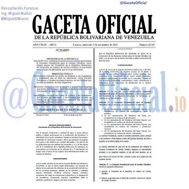 Gaceta Oficial 42247 del 03 noviembre 2021 Gaceta Oficial 42247 del 03 noviembre 2021