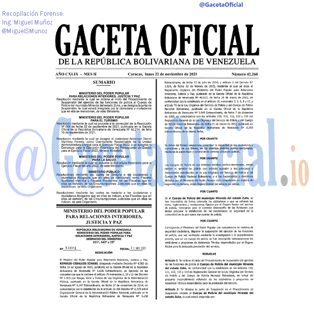 Gaceta Oficial 42260 del 22 noviembre 2021 Gaceta Oficial 42260 del 22 noviembre 2021