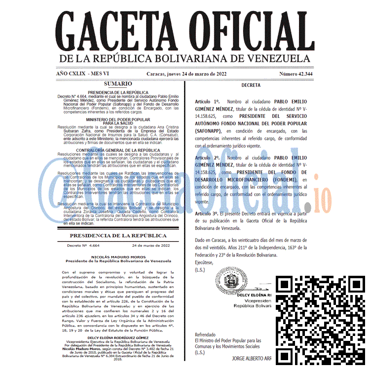 Gaceta Oficial 42344 del 24 marzo 2022
