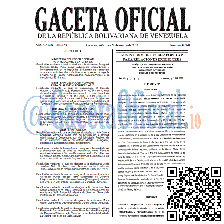 Gaceta Oficial 42348 del 30 marzo 2022 Gaceta Oficial 42348 del 30 marzo 2022