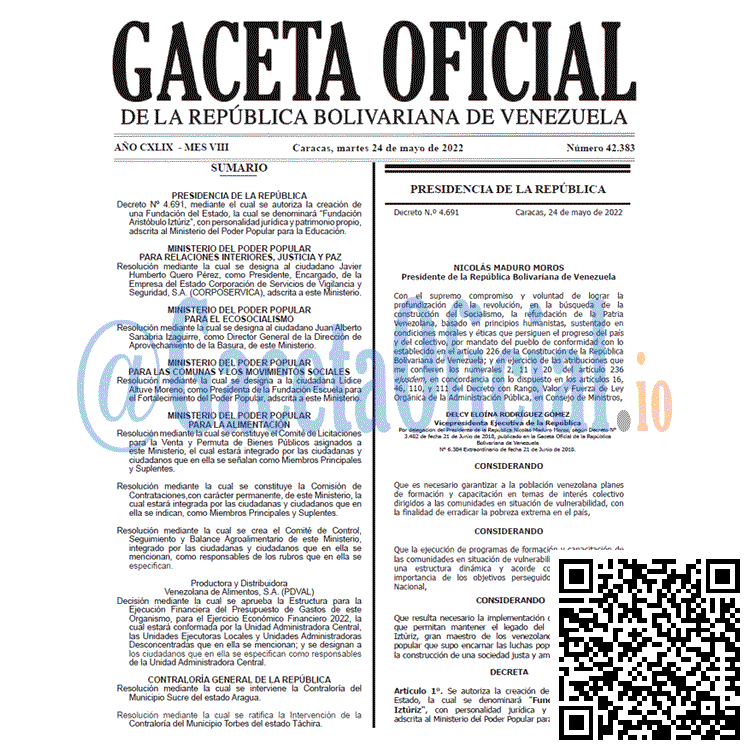 Venezuela Gaceta Oficial 42383 del 24 mayo 2022 Venezuela Gaceta Oficial 42383 del 24 mayo 2022