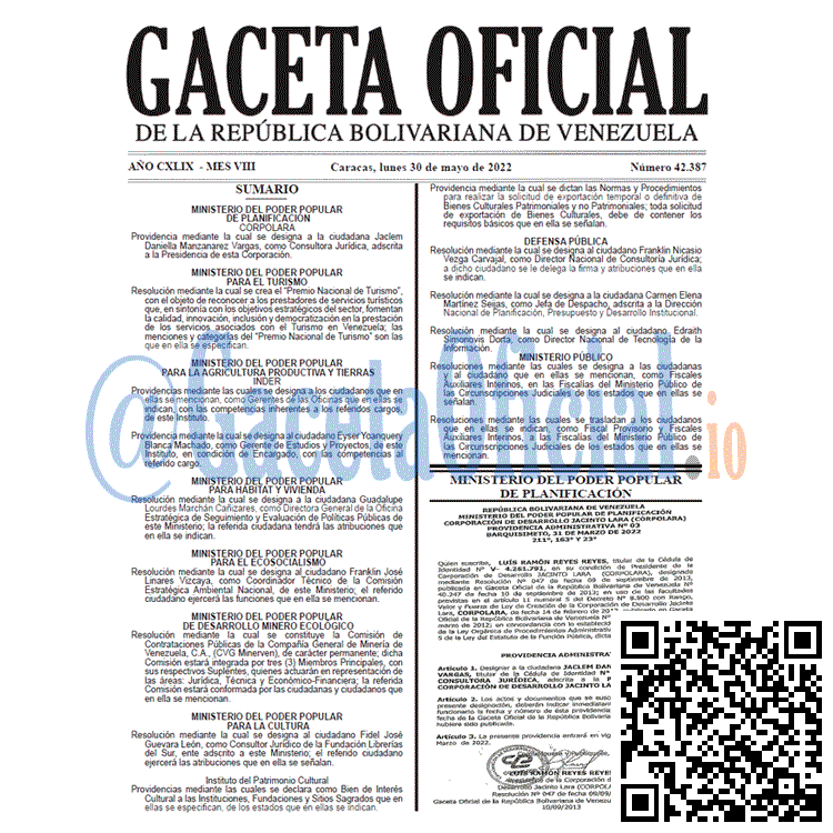 Venezuela Gaceta Oficial 42387 del 30 mayo 2022 Venezuela Gaceta Oficial 42387 del 30 mayo 2022