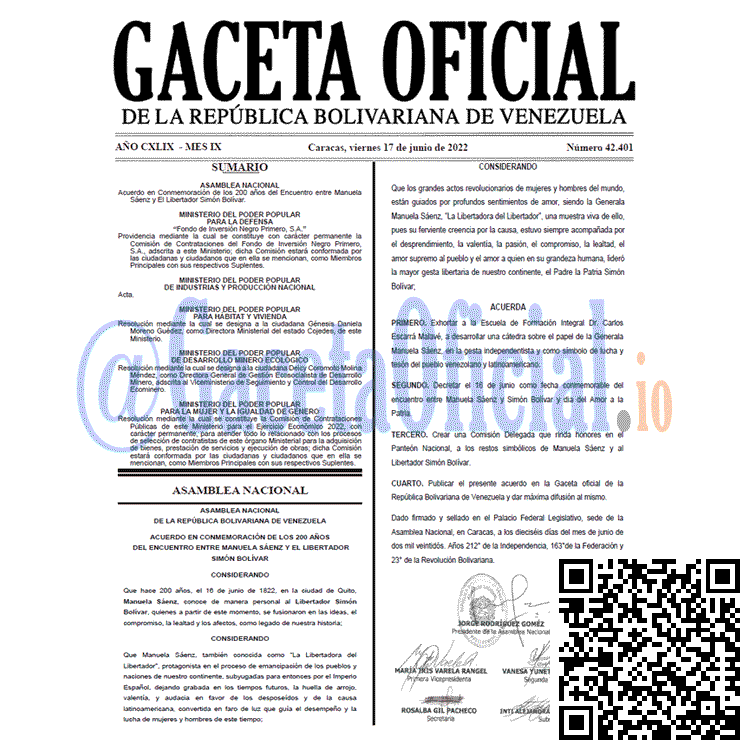 Venezuela Gaceta Oficial 42401 del 17 junio 2022 Venezuela Gaceta Oficial 42401 del 17 junio 2022