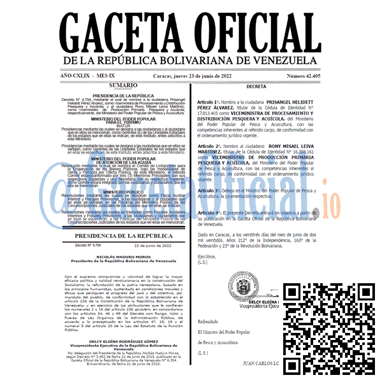 Venezuela Gaceta Oficial 42405 del 23 junio 2022 Venezuela Gaceta Oficial 42405 del 23 junio 2022